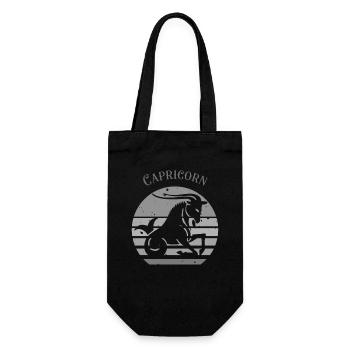 Logo rétro signe astrologique "Capricorne" - Sac à bouteille - noir - Devant