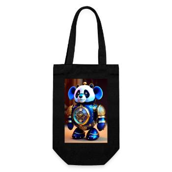 Niedlicher Uhrwerk Baby-Panda Android - Geschenkbeutel für Flaschen - Schwarz - Vorne