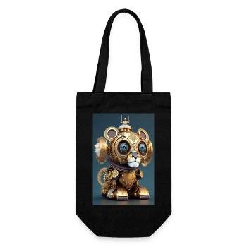 Niedlicher Uhrwerk Baby-Löwe Android - Geschenkbeutel für Flaschen - Schwarz - Vorne