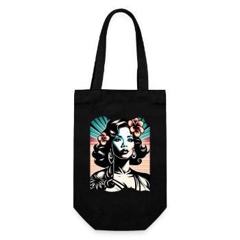 Exotische Schönheit im Retro Design - Geschenkbeutel für Flaschen - Schwarz - Vorne