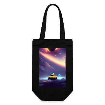 Cool Space Taxi auf Reisen durch das Universum - Geschenkbeutel für Flaschen - Schwarz - Vorne