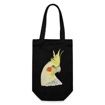cockatiel yellow cockatoo bird ornithology - Gift Bag for Bottles - black - Front