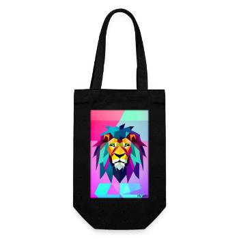 Leo Polygon Rainbow Colorful Wilderness Wildlife - Gift Bag for Bottles - black - Front