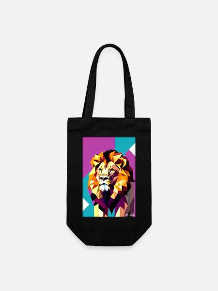 Leo Polygon Arc-en-ciel coloré sauvage Faune sauvage - Sac à bouteille - noir