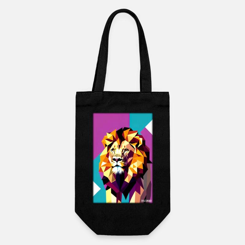 Leo Polygon Arc-en-ciel coloré sauvage Faune sauvage - Sac à bouteille - noir