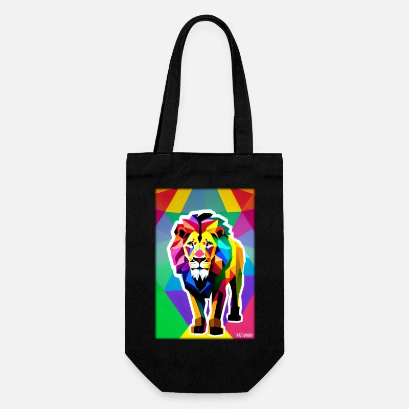 Leo Polygon Arc-en-ciel coloré sauvage Faune sauvage - Sac à bouteille - noir
