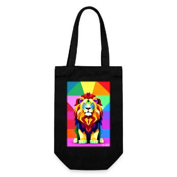 Leo Polygon Rainbow Colorful Wilderness Wildlife - Gift Bag for Bottles - black - Front