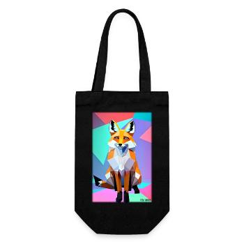 Fuchs Polygon Waldbewohner Waldtier Wildnis Tier - Geschenkbeutel für Flaschen - Schwarz - Vorne