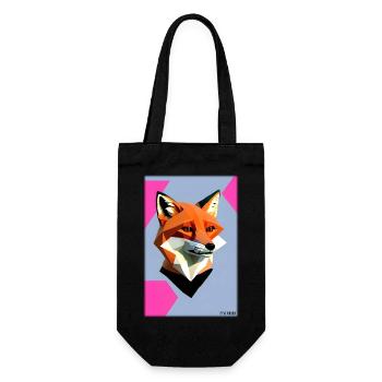 Fuchs Polygon Waldbewohner Waldtier Wildnis Tier - Geschenkbeutel für Flaschen - Schwarz - Vorne