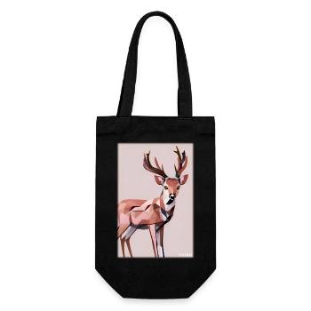 Deer Polygon Wildlife Wilderness Forest Nature Antlers - Gift Bag for Bottles - black - Front