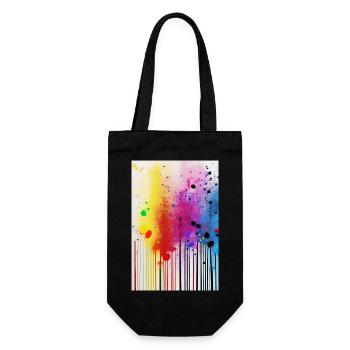 Farbspritzer und Linien - Geschenkbeutel für Flaschen - Schwarz - Vorne