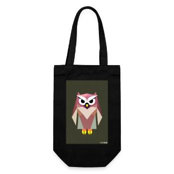 Eule Wütend Polygon Waldtier Wildnis Vogel Nacht - Geschenkbeutel für Flaschen - Schwarz - Vorne