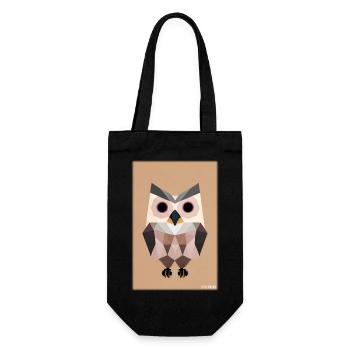 Eule Wütend Polygon Waldtier Wildnis Vogel Nacht - Geschenkbeutel für Flaschen - Schwarz - Vorne