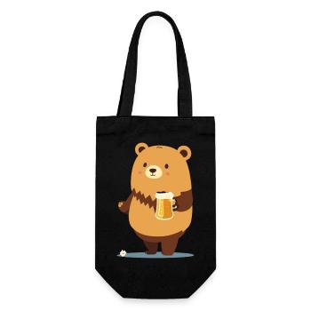 Cute teddy bear with beer - Gift Bag for Bottles - black - Front