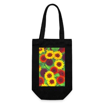 Sonnenblumen - Geschenkbeutel für Flaschen - Schwarz - Vorne