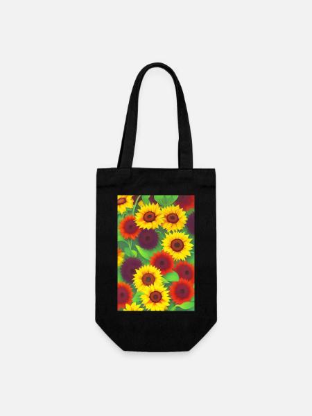 Sunflowers - Gift Bag for Bottles - black