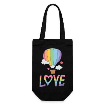 Gay Pride Love Rainbow Heißluftballon - Geschenkbeutel für Flaschen - Schwarz - Vorne