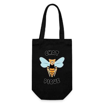 "Roupette le chat" . Chat pique guêpe - Sac à bouteille - noir - Devant
