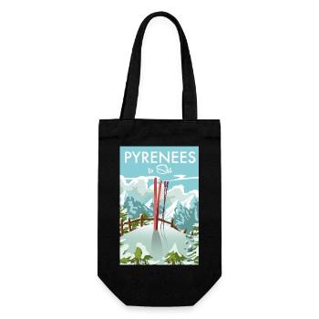 Pyrénées Pour Ski beau dessin animé rétro ou vintage - Sac à bouteille - noir - Devant
