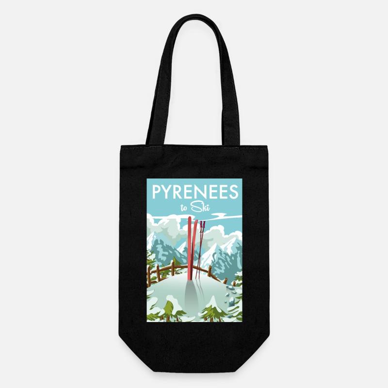 Pyrenäen zum Skifahren schöne Retro- oder Vintage-Karikatur - Geschenkbeutel für Flaschen - Schwarz