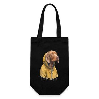 Magyar Vizsla Hund im gelben Regenmantel - Geschenkbeutel für Flaschen - Schwarz - Vorne