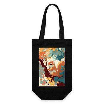 Cute squirrel on a branch surrounded by flowers - Gift Bag for Bottles - black - Front