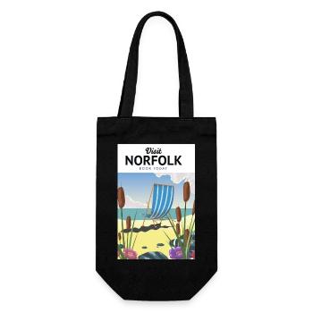 Norfolk Seaside Travel poster - Gift Bag for Bottles - black - Front