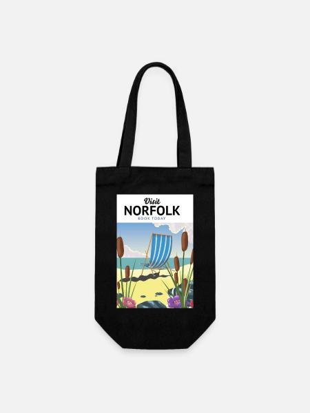 Norfolk Seaside Travel Poster - Geschenkbeutel für Flaschen - Schwarz