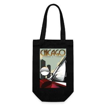 Chicago Car Travel Poster - Geschenkbeutel für Flaschen - Schwarz - Vorne