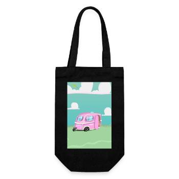 Pink Caravan cartoon - Gift Bag for Bottles - black - Front