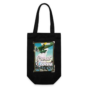 Great Lakes By Air vintage travel poster - Gift Bag for Bottles - black - Front