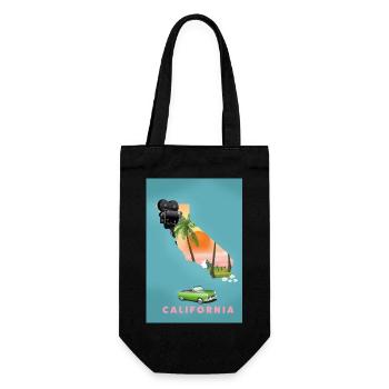 California Movies travel map - Gift Bag for Bottles - black - Front