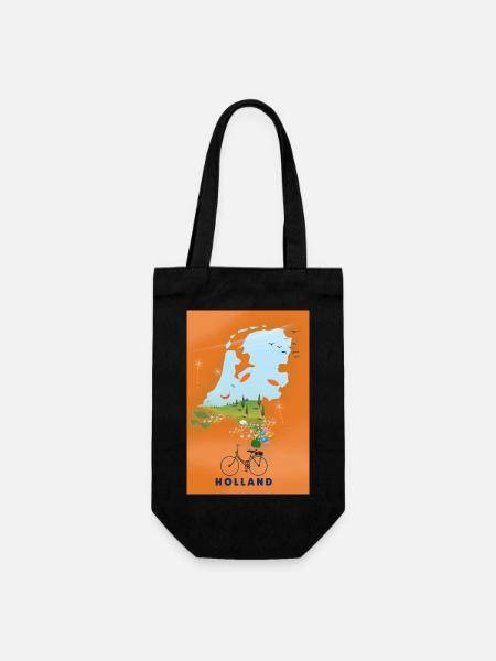 Holland travel map - Gift Bag for Bottles - black