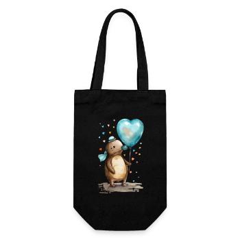 Schnabeltier Herz Aquarell - Geschenkbeutel für Flaschen - Schwarz - Vorne
