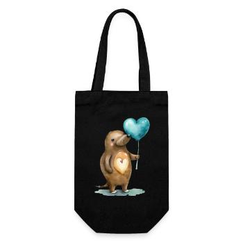 Schnabeltier Herz Aquarell - Geschenkbeutel für Flaschen - Schwarz - Vorne