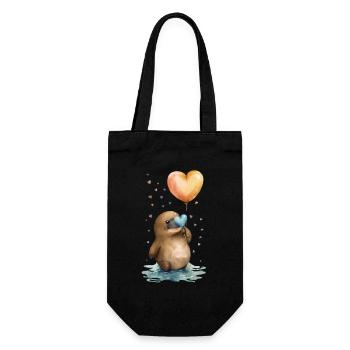 Schnabeltier Aquarell Herz - Geschenkbeutel für Flaschen - Schwarz - Vorne