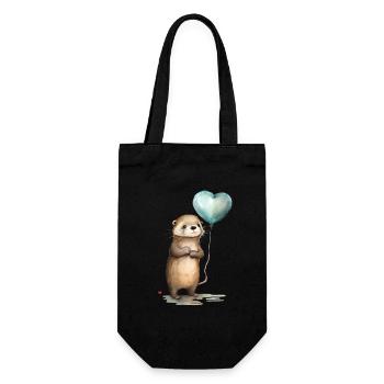 Otter Herz Aquarell - Geschenkbeutel für Flaschen - Schwarz - Vorne