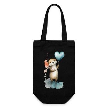 Otter Herz Aquarell - Geschenkbeutel für Flaschen - Schwarz - Vorne