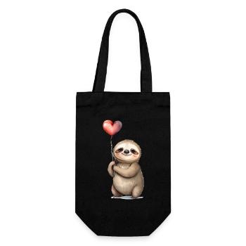 Faultier Herz Aquarell - Geschenkbeutel für Flaschen - Schwarz - Vorne