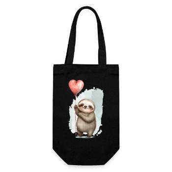 Faultier Herz Aquarell - Geschenkbeutel für Flaschen - Schwarz - Vorne