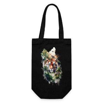 Watercolor Tiger - Geschenkbeutel für Flaschen - Schwarz - Vorne