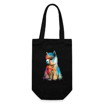 Alpaca Llama Rainbow Fluffy Urban - Gift Bag for Bottles - black - Front