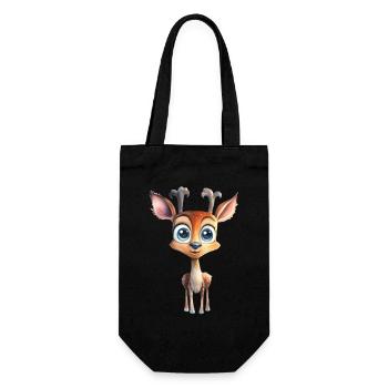Fawn Watercolor Drawing Forest Animals - Gift Bag for Bottles - black - Front