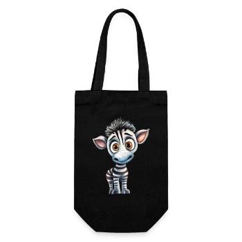 Zebra Watercolor Illustration - Gift Bag for Bottles - black - Front