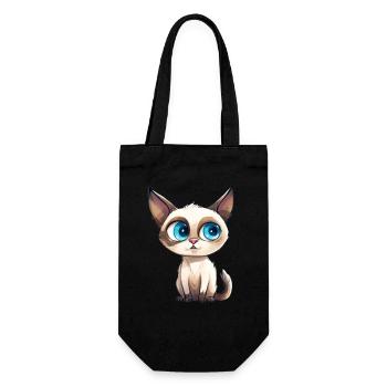 Siamese Cat Drawing Watercolor Watercolor - Gift Bag for Bottles - black - Front