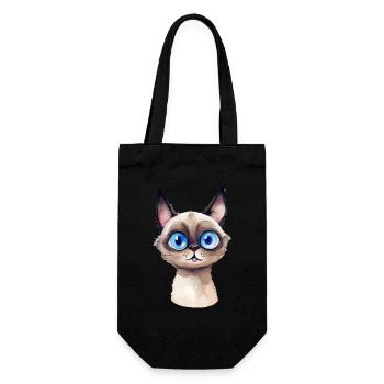Siamese Cat Watercolor Drawing - Gift Bag for Bottles - black - Front