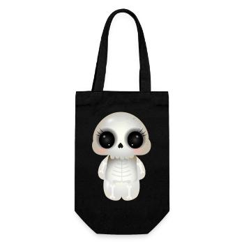 cute skull with dark eye sockets and eyelashes - Gift Bag for Bottles - black - Front