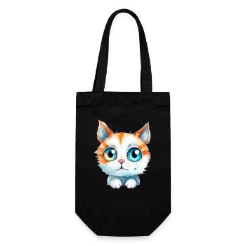Cat Watercolor Drawing - Gift Bag for Bottles - black - Front