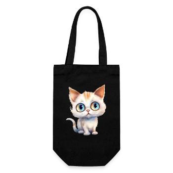 Cat Watercolor Drawing - Gift Bag for Bottles - black - Front
