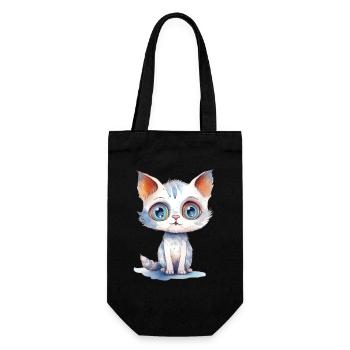 Cat Watercolor Drawing - Gift Bag for Bottles - black - Front
